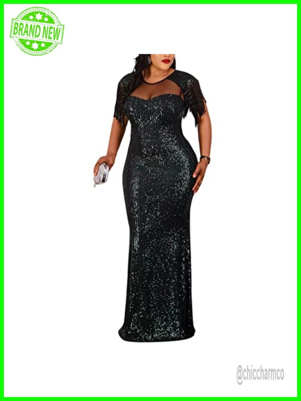 Sequin Mesh Bodycon Maxi Dress